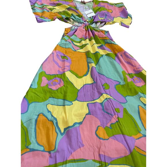 Show Me Your MuMu Dana Cutout Retro Multicolored Maxi Dress Size Medium - Picture 7 of 12